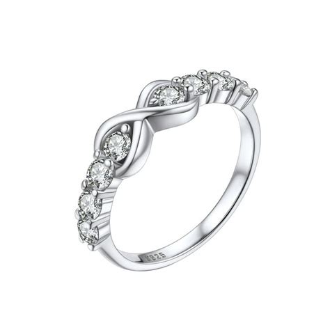 Laatikui 925 Sterling Silver Wedding Bands Cubic Zirconia Infinity Knot Ring Promise Rings For