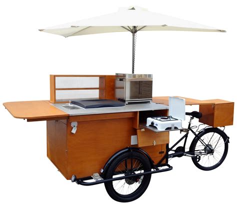 Street Food Bike Pastry Mobile Shop Wooden Workbench