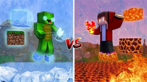 Mikey Ice Element Vs Jj Fire Element Survival Battle Challenge In