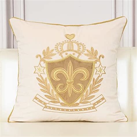 Avigers 18 X 18 Inch Shield Embroidery Velvet Cushion Cover Luxury European Pillow