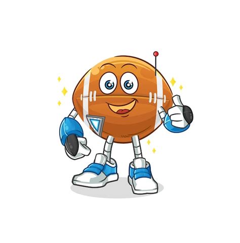 Personnage De Robot Ballon De Rugby Vecteur De Mascotte De Dessin