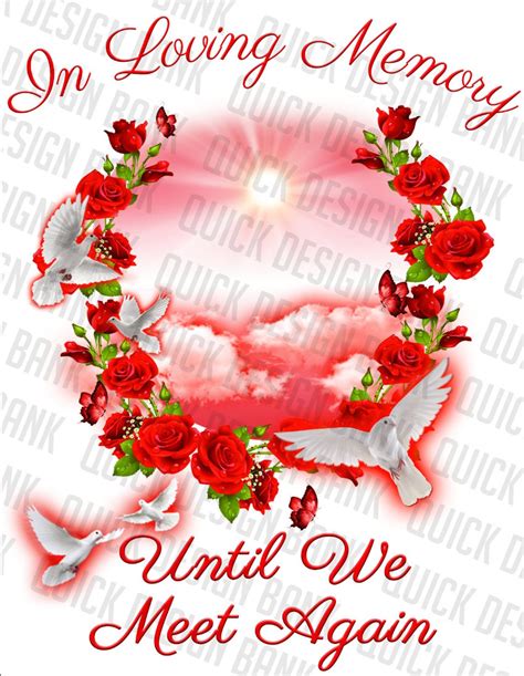 In Loving Memory Png-red Flowers Butterfly Memorial Template Instant Download Printable Funeral ...