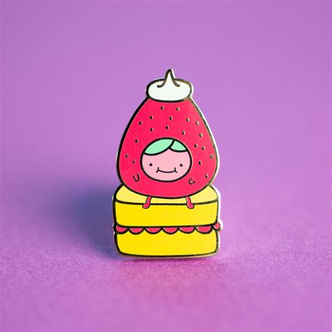 Strawberry Cake Enamel Pin Dessert Enamel Pin Etsy