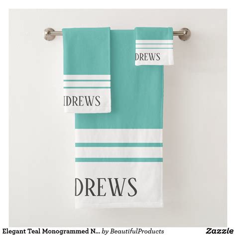 Elegant Teal Monogrammed Name Bath Towel Set Bath Towels Luxury Luxury Bath Monogrammed Hand