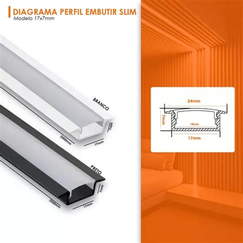 15 Barras 2 Metros Perfil Led Slim Alumínio Embutido Gesso R 499 em