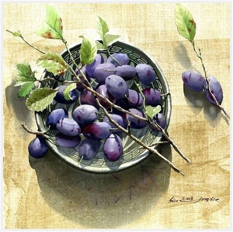 신종식 화백의 색 맑은 수채화 그림 Watercolor Fruit Fruit Art Watercolor