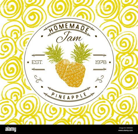 Jam Label Design Template For Pineapple Dessert Product With Hand