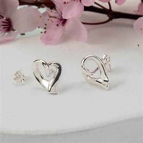 Sterling Silver Ribbon Heart Earrings By Martha Jackson Sterling Silver