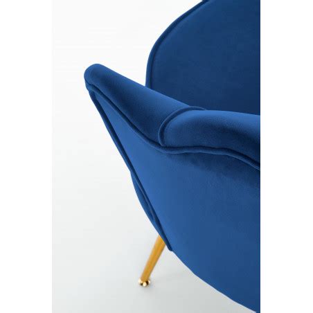 Fauteuil vintage en velours bleu avec pieds en métal doré CAPRICA