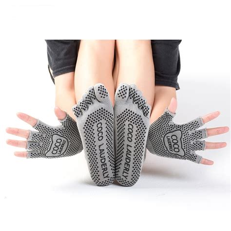 Yoga Socks Gloves Set With Grips Non Slip For Women Yoga Dance And