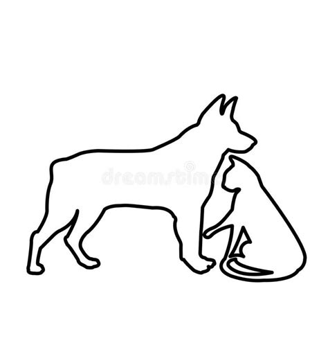 Dog and Cat, Line Art, Vector Stock Vector - Illustration of healthy ...