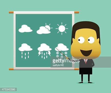 Weather Prediction Forecast Male News Reporter Stock Clipart Royalty