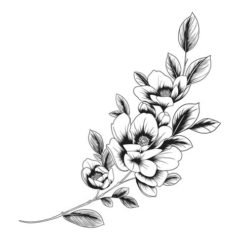 Detailed line art illustration of a flower tattoo 35538145 Vector Art ...