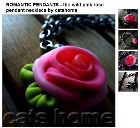 Romantic Clay Pendants The Wild Pink Rose Pendant Neckla… Flickr