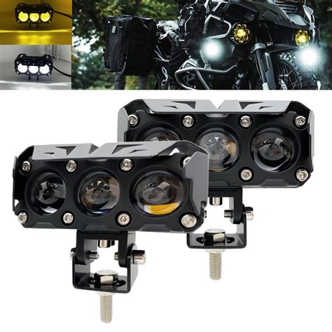 Motorcycle Suv Utv External Spotlight Lighting System Dual Color Yello