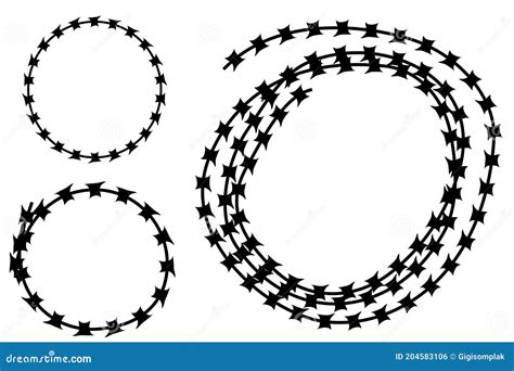 Simple Vector Frame Silhouette Barbed Wire Circle Shape Stock Vector