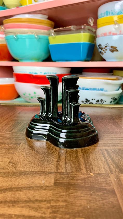 Black Fiestaware Ceramic Tripod Candle Holder Replacement Piece Retired