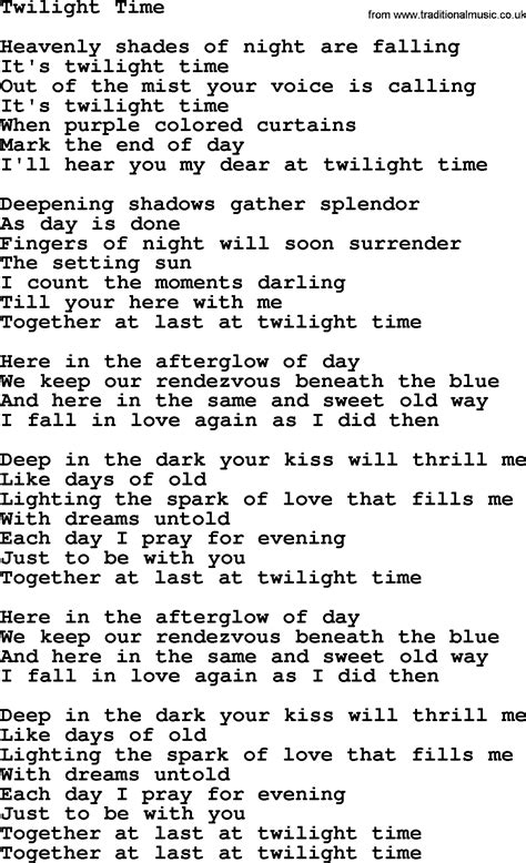 Willie Nelson song: Twilight Time, lyrics