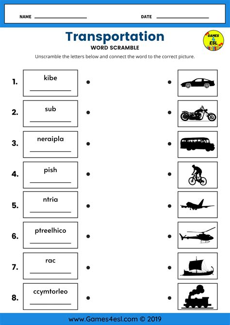 Transport Activity Sheets