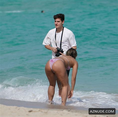 DaniLeigh Spotted In A White And Pink Halter Top Bikini At The Beach In Miami AZNude