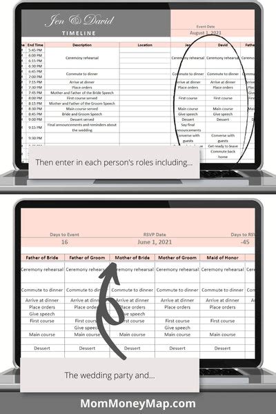 Wedding Timeline Excel Spreadsheet – Mom Money Map