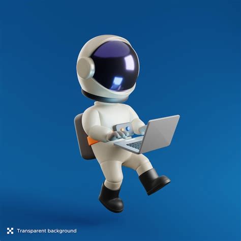 Ilustra O D De Um Astronauta Trabalhando Laptop Psd Premium