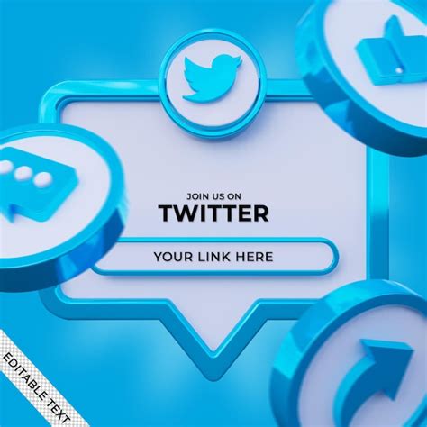 Premium Psd Follow Us On Twitter Social Media Square Banner With 3d