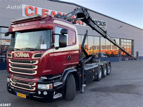 Camion Scarrabile Scania R 580 V8 8x4 Euro 6 Hiab 24 Tonmeter Laadkraan