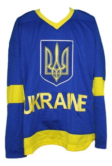 Any Name Number Ukraine National Team Retro Hockey Jersey Blue Any Size- Hockey Jersey