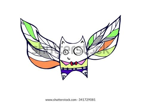 Flying Cat Wings Stock Vector (Royalty Free) 341729081