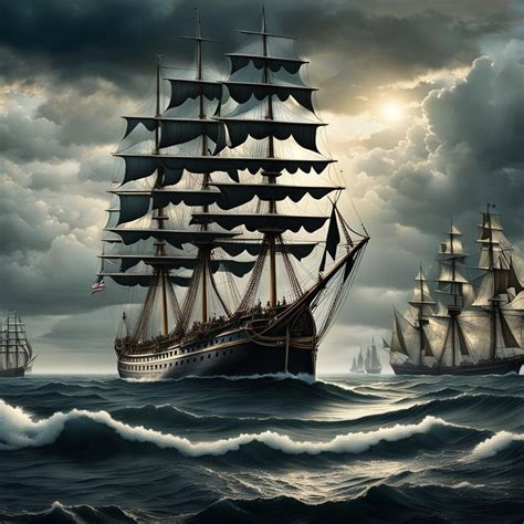 Hearts Of Oak Old Sailing Ships Of The 1800s Ai Generated Artwork