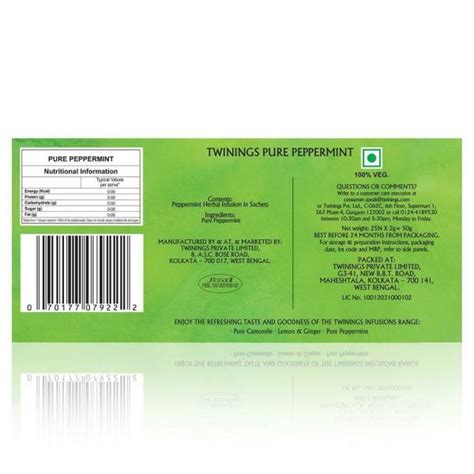 Twinings Pure Peppermint Tea Bags G Pcs Jiomart