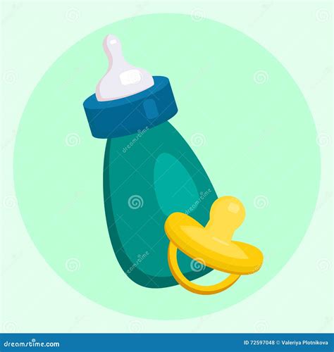 Vector Flat Illustration Of Baby Bottle And Pacifier Stock Vector