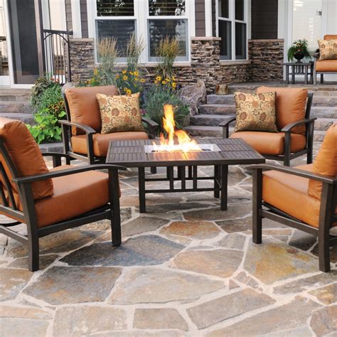 Homecrest Midtown 5 Piece Cast Aluminum Fire Pit Conversation Set