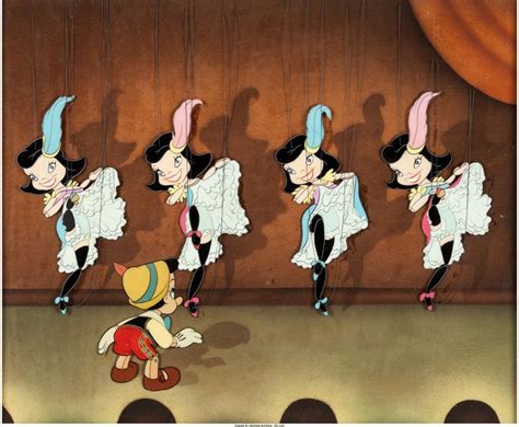 Pinocchio Can Can Dancers Production Cel Courvoisier Setup With Custom