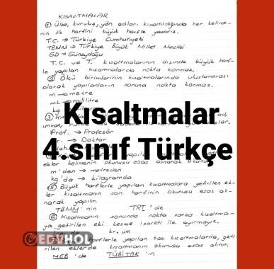 Kısaltmalar 4 Sınıf Türkçe Eduhol Etkinlik İndir Oyun Oyna Test