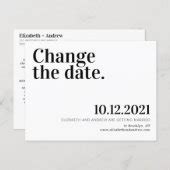 Minimalist Change The Date Wedding Postponement Announcement Postcard