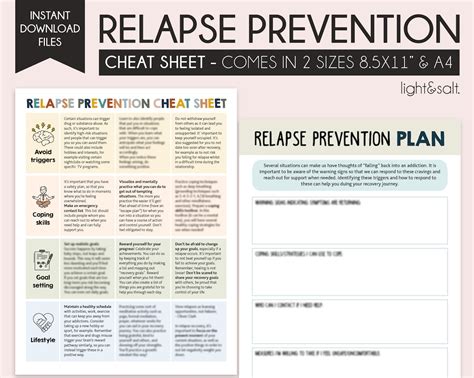 Relapse Prevention Cheat Sheet And Plan Sobriety Addiction Substance