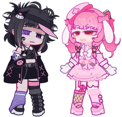 Two Anime Characters One In Pink And The Other In Black