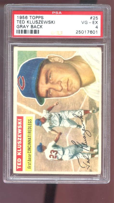 Topps Ted Kluszewski Psa Graded Baseball Card Gray Back Grey