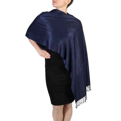 Fairtrade Navy Pashmina Scarf Shawl Wrap York Shawls