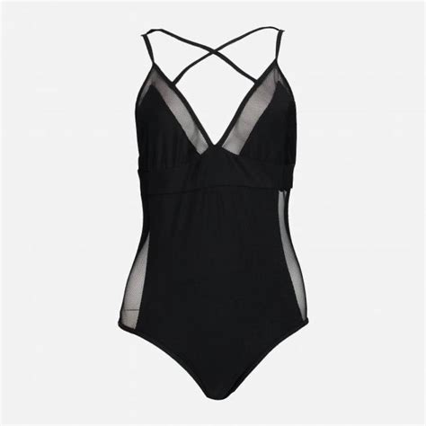 Чорний суцільний купальник з сіткою zara h&m victoria’s secret слитный ...
