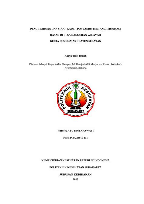 PDF PENGETAHUAN DAN SIKAP KADER POSYANDU TENTANG IMUNISASI PDF