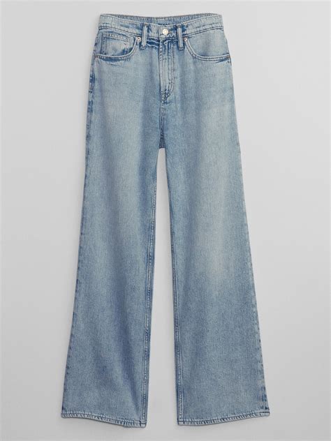 High Rise Wide Leg Jeans With Washwell Gap Factory