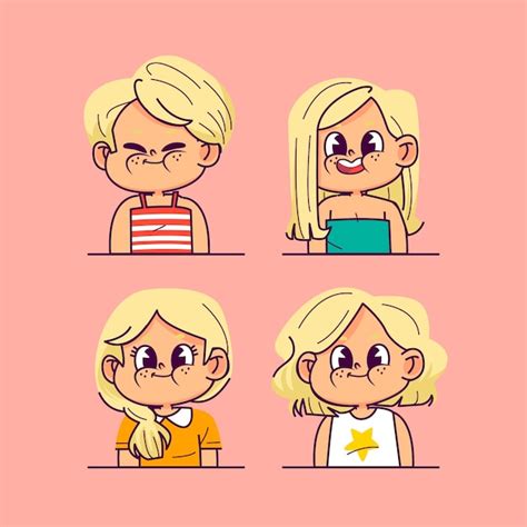 Free Vector Hand Drawn Blonde Hair Cartoon Illustration