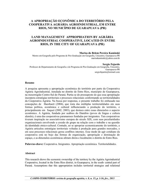 PDF A apropriação econômica do território pela Cooperativa Agrária