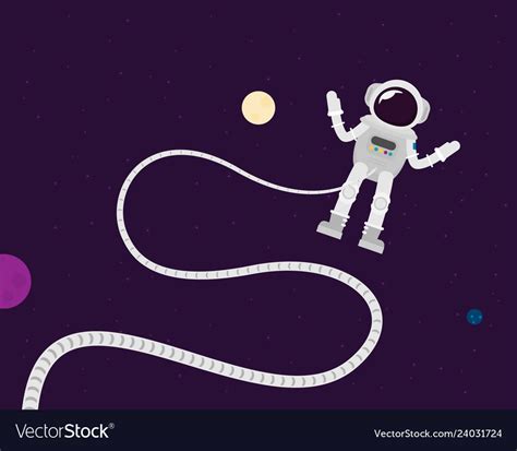 Flat Design Astronauts Float In Space Royalty Free Vector