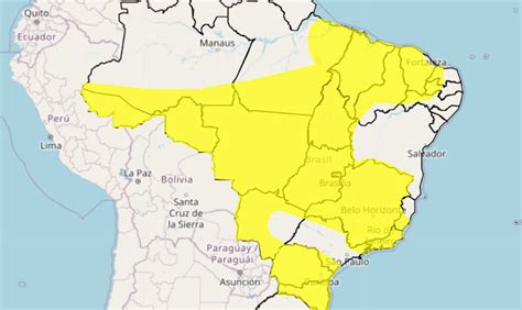 Alerta Amarelo Para Temporais Chuva Intensa Raios E Rajadas De Vento