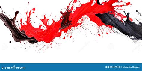 Pintura Roja Negra Y Negra Salpicada Aislada En Fondo Blanco Stock De