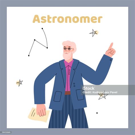 Ilustración De Póster O Tarjeta De Astrónomo Con Carácter Científico Ilustración Vectorial Plana